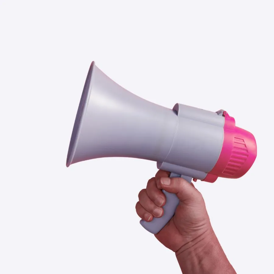 Imagem de um megafone que ilustra a divulgação dos serviços da Geração Italiana através Programa de Indicação.