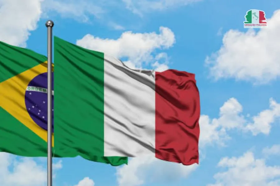 Imagem da bandeira italiana e da bandeira braileira ilustrando o impacto do projeto de lei cidadania italiana no Brasil.